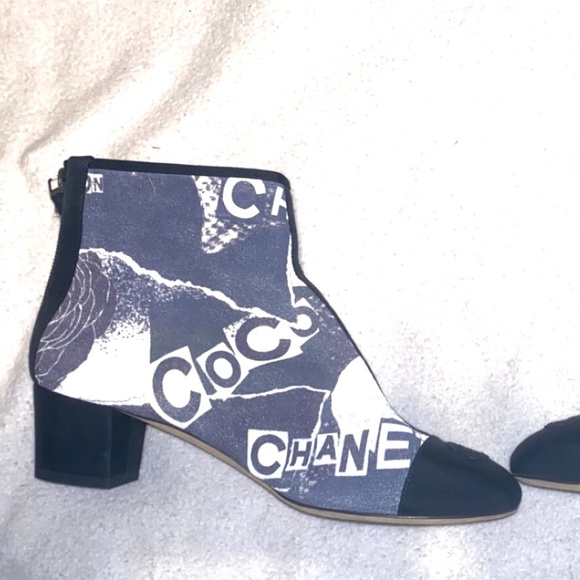 100% authentic chanel graffiti logo bootie heels - Picture 1 of 5